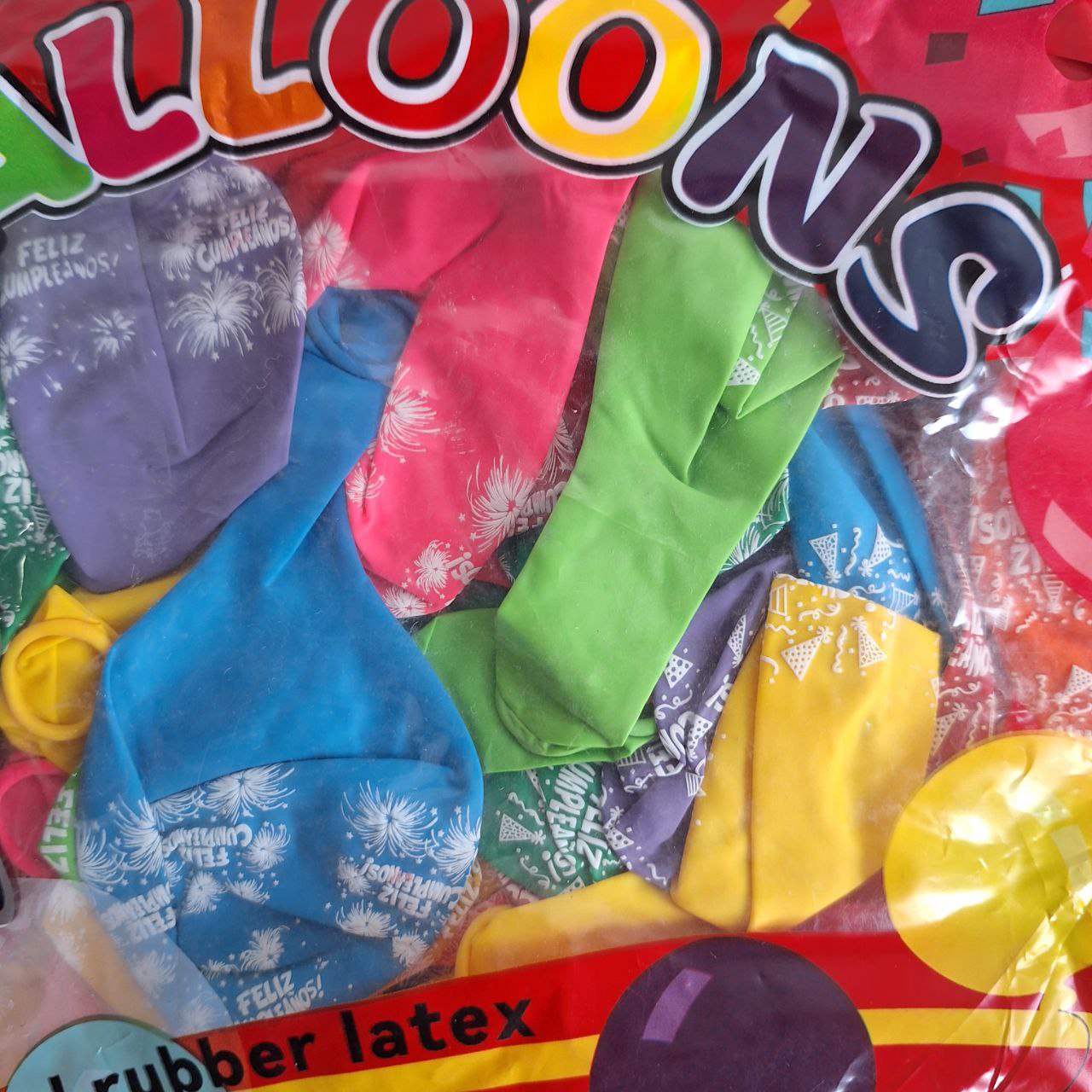 Globos estampados, feliz cumpleaños