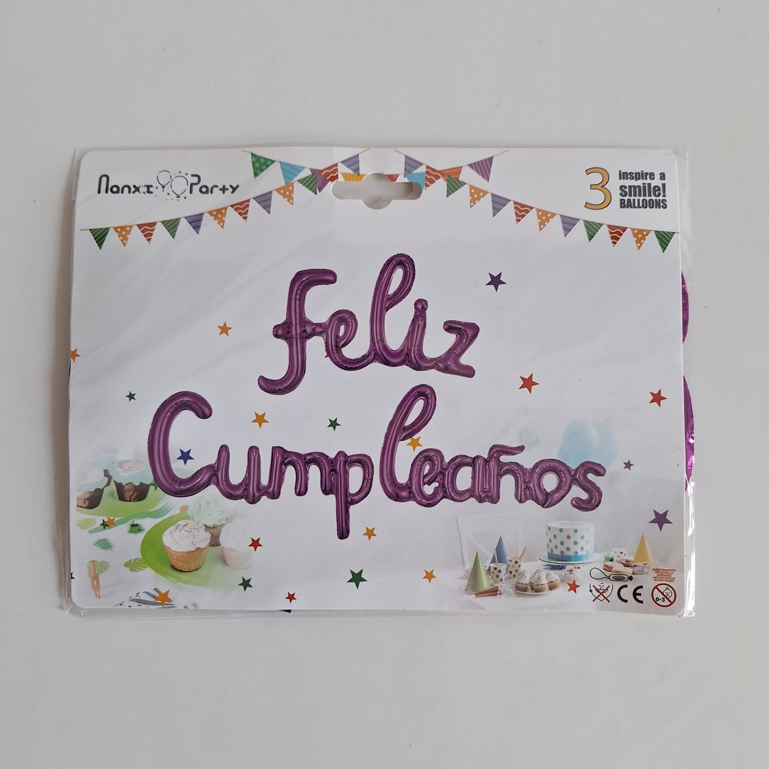 Globos Feliz Cumpleaños Letra Cursiva