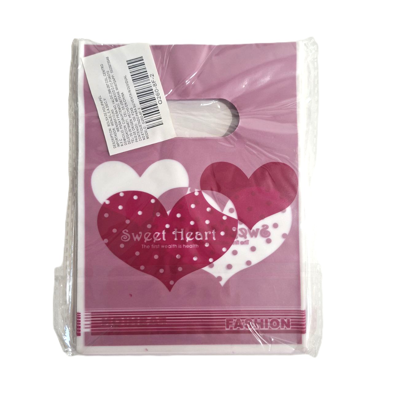 Bolsa Paq con 100 unidades  - Dos Corazones ( 18 x 13 cm )