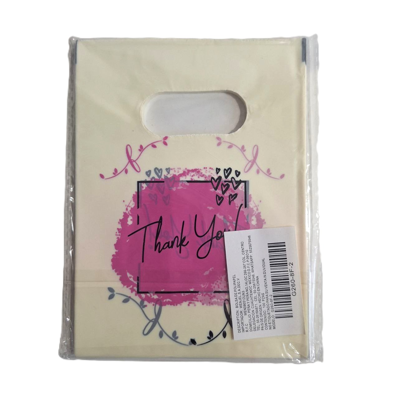 Bolsa Paq con 100 unidades  - Thank you ( 18 x 13 cm )